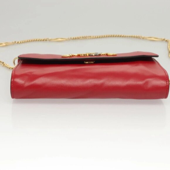 GUCCI Chain Shoulder Bag Leather Red Gold 572375 Auth 118122 - Picture 7 of 16